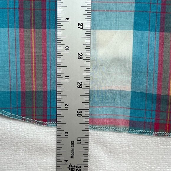 Wrangler Mens Med‎ Western Pearl Snap Short Sleeve Shirt Blue Red Plaid Grandpa - Picture 12 of 13